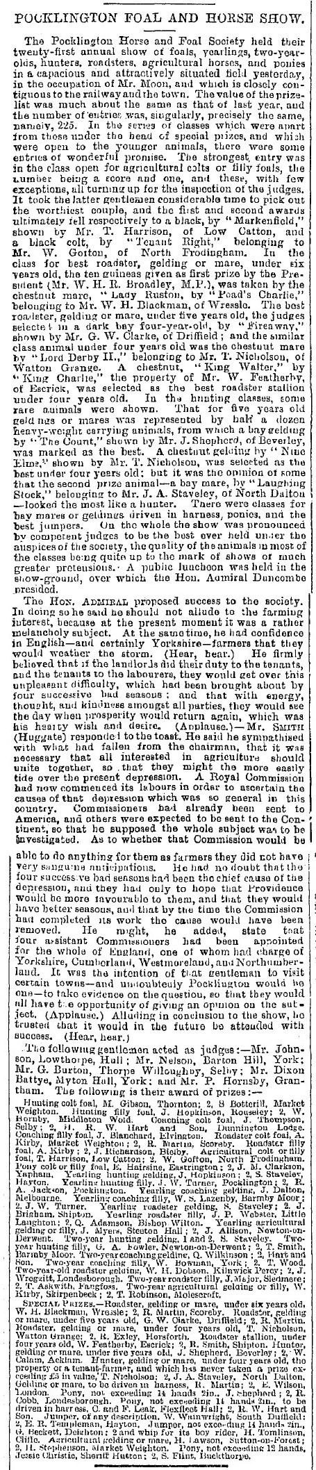 1879 Pocklington Horse & Foal Show