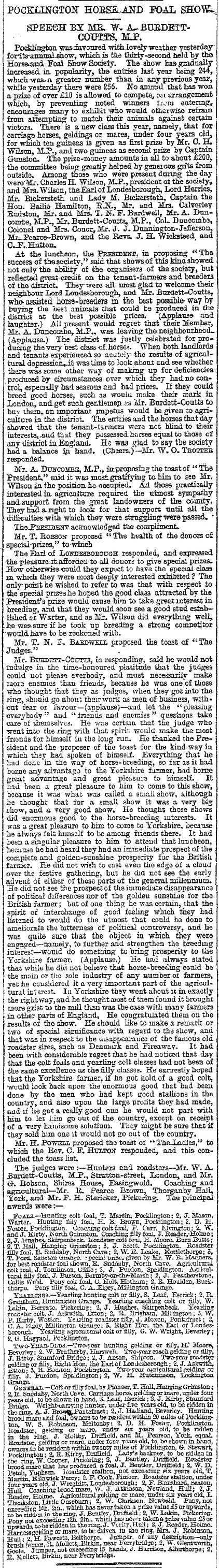 1890 Pocklington Horse & Foal Show