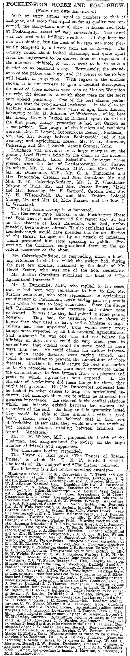 1891 Pocklington Horse & Foal Show