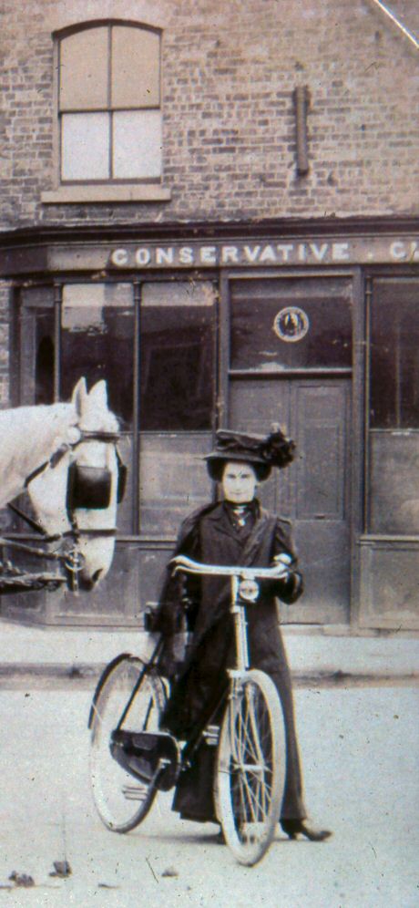 Lady Cyclist in Railway Street